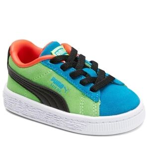 Puma Kids' Blue & Green Suede Low-Top Sneakers